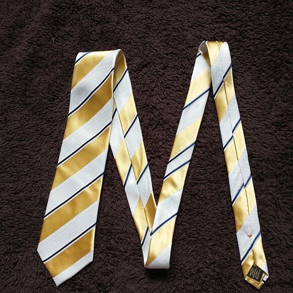 Donald Trump Signature Necktie Rep Tie Silk Yellow Blue Striped Jacquard 3.5x60" - Picture 3 of 10